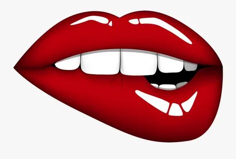 Red Mouth Png Clipart Image - Lip Biting Cartoon , Free Tran