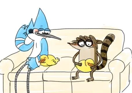 Mordecai And Rigby With Baby Ducks