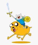Finn Riding Jake Adventure Time , Transparent Cartoon, Free 
