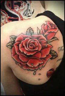 Red roses tattoo on shoulder blade - Tattoos Book - 65.000 T