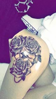 Thigh tattoo roses and pearls Thigh tattoos women, Tattoos f