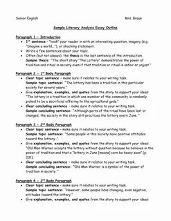 Literary Essay Example Fresh the Lottery Essay topic Sentence Analysis Writing i