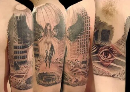 Dark Angel w/ MC Escher eye Tattoo Miguel Angel Custom Tat. 