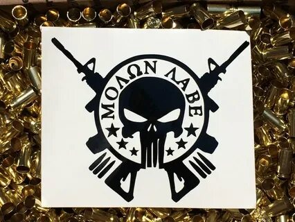 Punisher Skull Molon Labe Decal Etsy