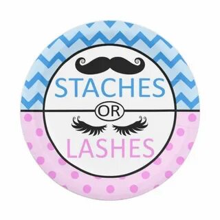 Staches or Lashes gender reveal party paper plates Zazzle.co