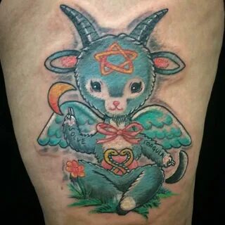 Cute baby baphomet tattoo just finished up by Levi @inkandsi