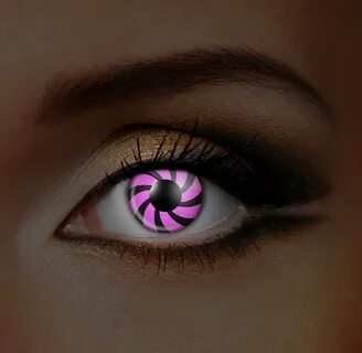 iGlow Pink Black Spiral UV Contact Lenses - Party Peepers