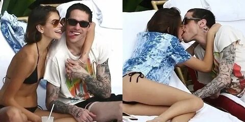 Pete Davidson & Kaia Gerber Make Out While Poolside in Miami