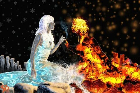 Sisters: Fire and ice by WoltaDesign on deviantART Fire art,