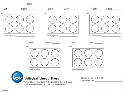 NCAA Volleyball Line-Up Sheet Download Printable PDF Templat