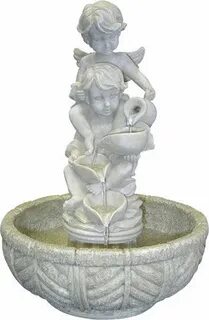 854570006890 Angel Cascading Fountain (Off White) (13.5"H x 