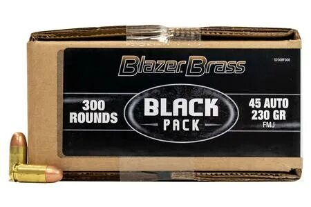 CCI Blazer 45 Auto 230 gr FMJ Black Pack Case of 300 Bulk Am