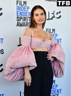 Lily James Shows Off Her Sexy Tits at the 2022 Film Independent Spirit Awar...