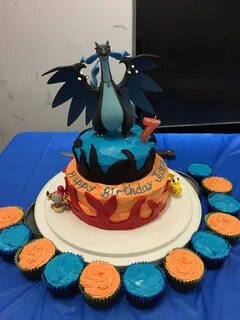 Pokemon Charizard cake Charizard cake, Pokemon birthday cake