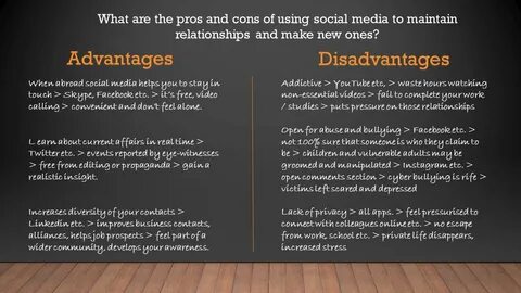 The Advantages And Disadvantages Of Social Media Use In The 