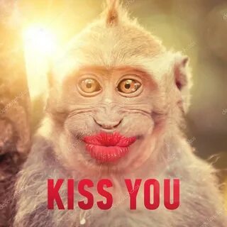 Funny monkey with big red lips Stock Photo by © watman 77266