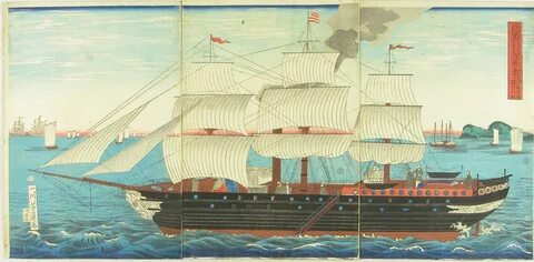 Japanese wood print commodore perry