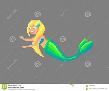 Pixel art mermaid. stock vector. Illustration of fairytale -