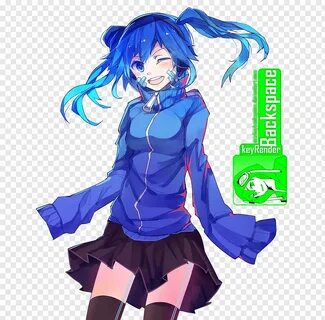 Ene (Mekakucity Actors), Render v2, blue-haired female anime