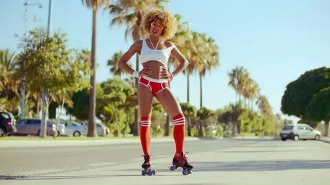 Sexy Woman Dancing on Her Roller Skates on Slow. - Royalty F