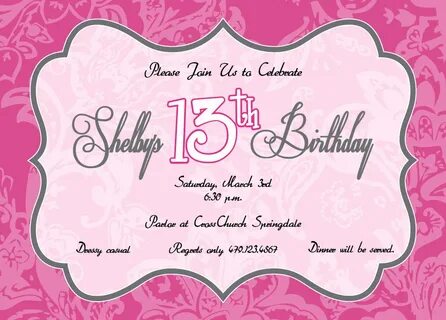 13th Birthday Party Invitation Wording - Collegio Sanlorenzo