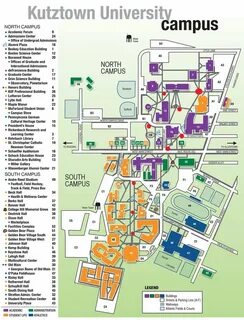Campus map, location mark up Kutztown university, Campus map