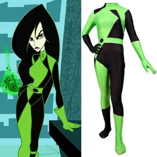 Adult Lady Super Villain Kim Possible Shego Cosplay Costumes