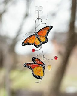 Stained Glass Monarch Butterfly Suncatcher Christmas Gifts E