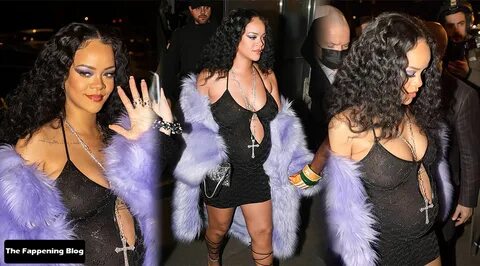 Pregnant Rihanna Flashes Her Nude Tits in a See-Through Dress in Milan (51 Photo