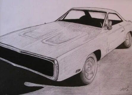 1970 Dodge Charger Drawing by Gayle Caldwell Fine Art Americ