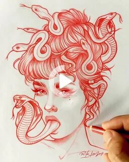 Rik Lee on Instagram: "Medusa drawing issssssss finished! 🐍 