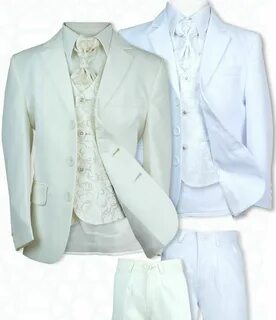 Boys All in One Ivory White Wedding Suit Pageboy 5 Piece Fir