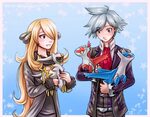 Cynthia and her Arceus plushie. Steven Stone and his Eon Duo