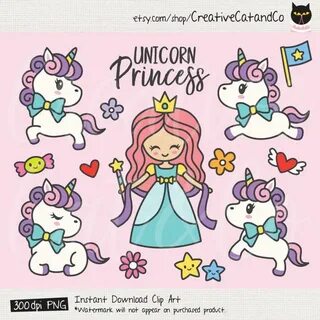 Unicorn Princess Clipart, Cute Baby Unicorn Illustration, Bi