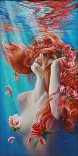 emerging-oil-underwater-mermaid-painting-bubbles-flowers-art