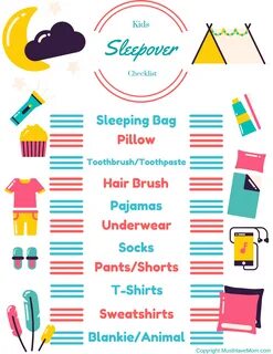 Free printable sleepover checklist for kids! Kids can pack t