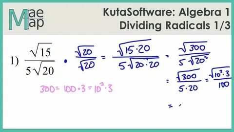KutaSoftware: Algebra 1- Dividing Radicals Part 1 - YouTube