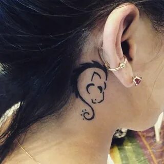 Leo Zodiac Sign Tattoo Behind Ear - tattoo design