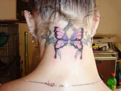 Butterfly Tattoo on Back of Neck - ShePlanet