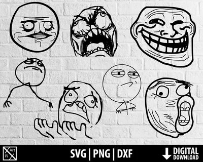 Troll face svg png dxf clipart memes internet file tagliati 