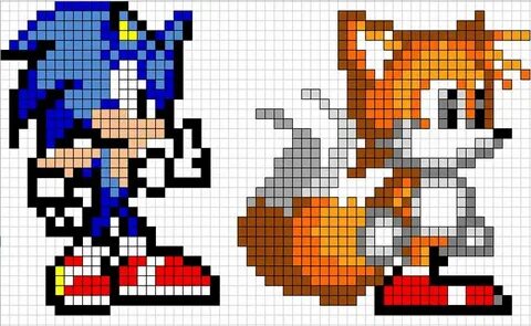 Sonic & Tails -- perler beads Pixel art pattern, Beading pat