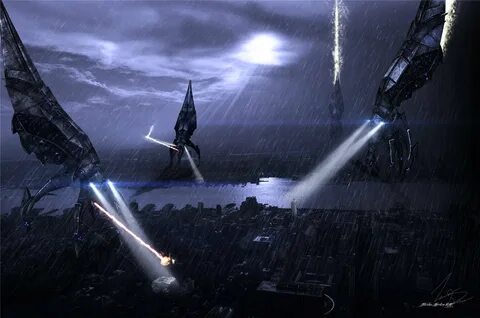 Жнецы атакуют Нью-Йорк - Фан-арт Mass Effect 3