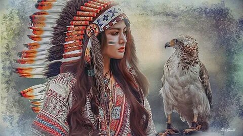 Картинка Птицы индеец Красивые Индейский головной убор 1366x