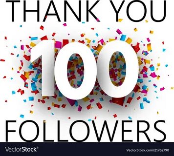 Thank you 100 followers card with colorful Vector Image