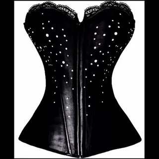 Rhinestone Detail Corset Hook and Eye Front Lace Up Back Ful