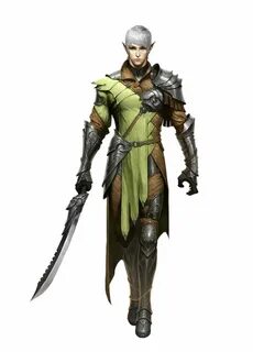 Male Elf Fighter Warrior Armor Green - Pathfinder PFRPG DND 