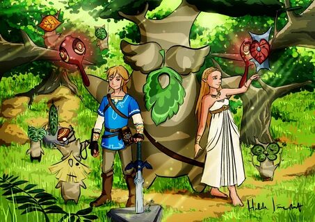 Legend of Zelda Breath of the Wild art Link, Princess Zelda,