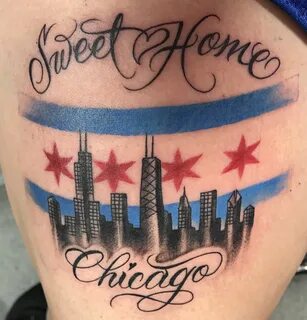 #chicagoskyline #chicagoskylinetattoo #chicagoflagtattoo #ch