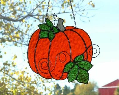 Stained Glass Autumn Pumpkin - Delphi Artist Gallery Stained