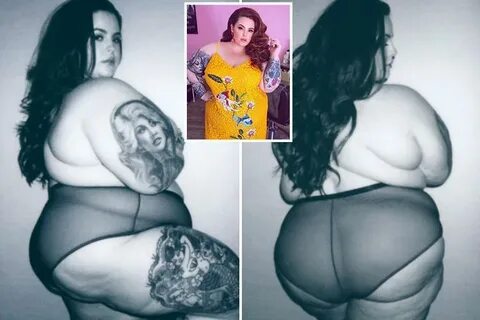 Size 22 model Tess Holliday poses topless in a pair of sheer